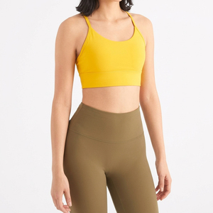 Women Yoga Sports <b>Bra</b> Soft <b>Stretch</b> Padded High Support Spandex/Nylon Low for Fitness Workout Gym Activewear Custom Logo - Product Image 2