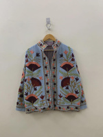 Manteau élégant en velours ethnique pour femme, brodé à la main style Suzani, veste d'hiver bohème, vêtement d'extérieur court à motifs floraux, tendance