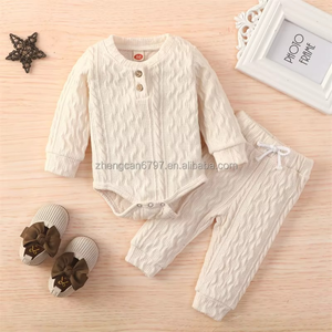 Conjunto de Ropa para Bebé Recién Nacido, Traje de Dos Piezas de Color Sólido con Pantalones de Manga Larga, Ropa de Otoño para Niños - Product Image 5