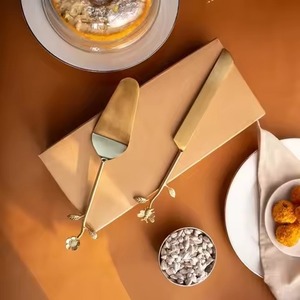 Stylish Living Cake Serving Kit Metal Knife and Server Stainless Steel Slice Lifter Party Set - Product Image 6