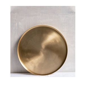 <b>Large</b> Brass Charger Plates Broad Edge Dinner Table Base Plates Elegant Event Dining Setup Wedding Banquet Styling - Product Image 1