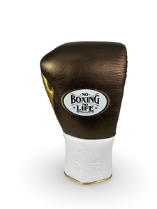 Gants d'entraînement No Boxing No Life Marron Métallisé Blanc & Or Métallisé à Lacets pour Adultes Respirants Gants de Boxe Mexicains - Product Image 3