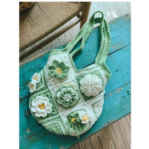 Sac à bandoulière en crochet fait main pour femme, en fil de coton, idéal pour le quotidien, les courses et les voyages – En promotion ! - Product Image 1