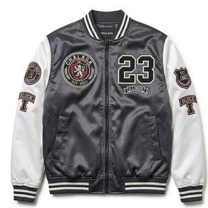 Chaqueta Bomber de Satén con Cierre de un Solo Botón, Logos Bordados, Acolchado de Diamantes, Estilo Urbano de Invierno, Unisex - Product Image 1