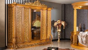 Juego de Dormitorio de Hotel de Lujo de Estilo Mid-Century en Madera de Teca Sólida con Cama King con Dosel Redondo, Armario, Mesitas de Noche y Tocador - Product Image 4