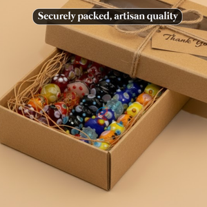 EXCEL EXPORTS Cuentas de vidrio decorativas de varios estilos, hechas a mano, tira de 8 pulgadas |   Cuentas Artísticas Hechas a Mano para Joyería y Manualidades DIY - Product Image 6