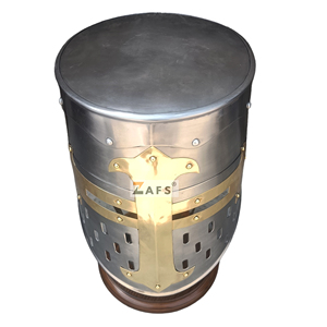 Casco Medieval de Cruzado, Armadura de Caballero Templario de Acero Suave con Diseño de Cruz de Latón para Cosplay, Reenactamiento y Coleccionismo - Product Image 4