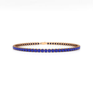 สร้อยข้อมือเทนนิสประดับพลอยไพลินสีน้ำเงินธรรมชาติทรงกลม 14K 18K ทองคำ น้ำหนัก 2.00 กะรัต ดีไซน์หรูหราทันสมัย เหมาะสำหรับงานปาร์ตี้ - Product Image 4