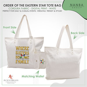 OES Where Sisters Become Family Order Of The Eastern Star Tapestry Bulk Masonic Eastern Star White Tote Bags - Product Image 2
