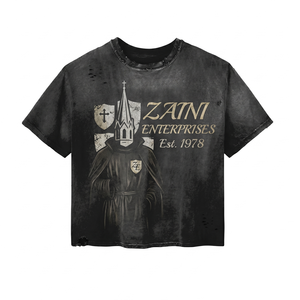 240 GSM Premium Cotton Acid Wash T Shirt Distressed Black Vintage Oversized Right Sleeve Men's Silk Screen Printed Streetwear - Product Image 2