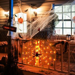 Luce a Rete di Ragno per Halloween, Diametro 1m, 70 LED, 8 Modalità, 10 Livelli di Luminosità, Alimentata a Batteria, Impermeabile IP44, Riutilizzabile - Product Image 4