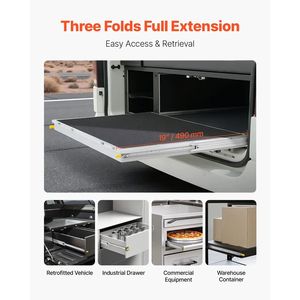 Guide per cassetti a estrazione totale, 1 paio, capacità di carico 500 libbre, con blocco, gamma 18-60 pollici per varie misure - Product Image 5