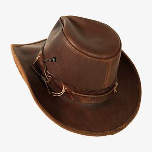Chapeau de cowboy en cuir véritable pour homme, style vintage western ranch à large bord, directement de l'usine, faible MOQ, fournisseur en gros - Product Image 1
