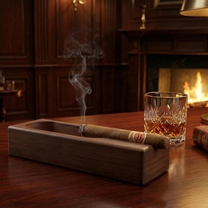 Cenicero de madera de fresno de calidad estándar, acabado liso y duradero, con un bonito diseño para uso en el hogar, la oficina, el bar y para fumar al aire libre, procedente de la India. - Product Image 5