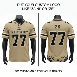 Camiseta de Fútbol para Hombre, 180 GSM, Malla de Poliéster Transpirable, Paneles Beige y Negro, Logotipo Personalizado por Transferencia Térmica, Uniforme de Equipo - Product Image 1