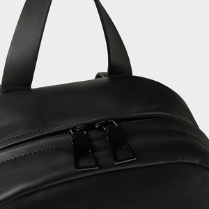Minimalist Black PU <b>Laptop</b> <b>Backpack</b> with Zipper Closure and Orange Tag Unisex Softback 20-39L Water Resistant Shoulder Straps - Product Image 4