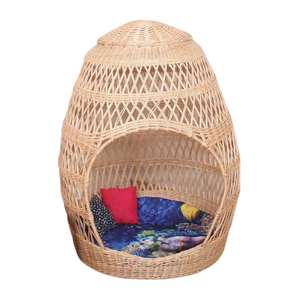 Pod de lecture et de jeu élégant en rotin naturel et osier, pour intérieur et extérieur, avec coussin et tapis, décoration bohème pour chambre d'enfant, vente en gros - Product Image 2