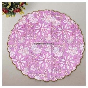 Handmade Printed Modern <b>Round</b> <b>Table</b> Napkin 100% Cotton Unique Design for Airplane, Hotels and Home Use EN108 - Product Image 1