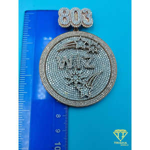 Colgante Redondo de Diamantes con Argolla para Número, Joyería Hip Hop de Lujo, Collar con Número Personalizado, Colgante Circular de Diamantes - Product Image 2