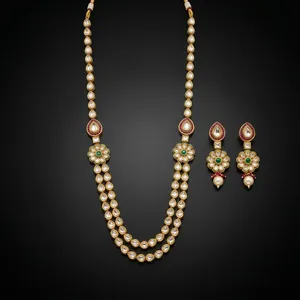 Gold Plated Kundan <b>Bridal</b> Necklace <b>Set</b> Earrings Floral Design Zircon Imitation Pearl Ethnic Wedding <b>Jewelry</b> Women - Product Image 4