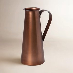 Carafe à eau en cuivre pur traditionnelle, pichet à eau en cuivre artisanal, design minimaliste, pot décoratif en cuivre pour les boissons - Product Image 5