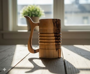 Taza de Madera Premium Hecha a Mano, Taza de Café de Madera Maciza con Acabado Natural, Diseño Rústico, Ecológica, para Uso en el Hogar o Cafetería - Product Image 3