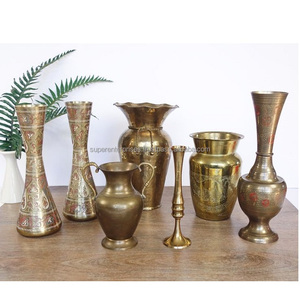 Vente en gros de grands vases et pots de sol, vase à fleurs en métal pour mariage, vase et pots de noël en laiton martelé faits à la main, intérieur de maison - Product Image 3