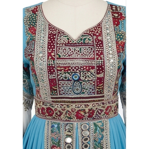 Vestido de novia afegano Kuchi de algodón de primera calidad para mujer, estilo Kurta Kurti, largo hasta el suelo, con estampado floral bordado y corte holgado. - Product Image 5