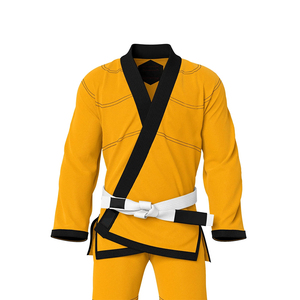 Uniforme de Judo y Jiu-Jitsu BJJ de Doble Tejido, Alta Calidad, Color Amarillo Lavado con Franjas Negras, Ropa de Artes Marciales Mixtas (MMA), Personalizable OEM - Product Image 3