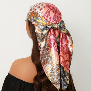 Custom Designer Digital Screen Print Cotton <b>Square</b> <b>Scarf</b> Double Sided Paisley Bandana With Logo - Product Image 4