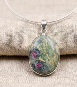 Large Natural <b>Ruby</b> Fuchsite Pendant 925 Sterling Silver Handmade Gemstone Jewelry Rose Gold Yellow Gold Plated Statement Pendant - Product Image 4