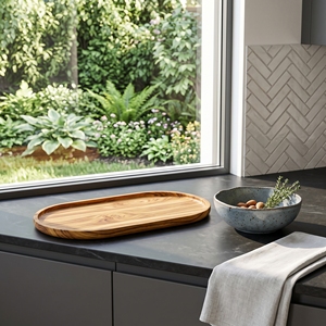 Ensemble d'ustensiles de cuisine en bois de teck massif de qualité alimentaire, assiette ovale, plat en bois artisanal, vaisselle de préparation culinaire artisanale balinaise, service de table - Product Image 3