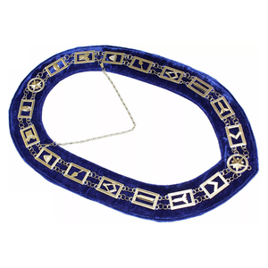 Masonic Regalia Blue Lodge Gold <b>Metal</b> Chain <b>Collar</b> With Jewels Blue Velvet Backing High Quality Fabric Customized Chain <b>Collar</b> - Product Image 5