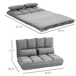 Divano Letto Convertibile con Struttura in Metallo e Imbottitura in Schiuma - Grigio, Pieghevole per Soggiorno e Camera da Letto - Product Image 3