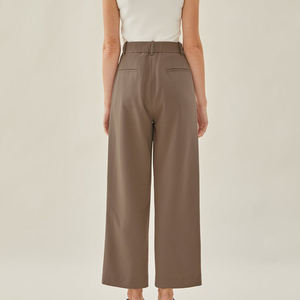 Pantalones de yoga personalizados para mujer, de cintura alta, elásticos, con botones, estilo casual, con bolsillos de solapa, estilo flare, para el trabajo y la calle. - Product Image 3