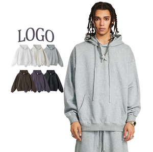 เสื้อฮู้ดดี้ผู้ชายแบบสวมหัว ผ้าฝ้าย 100% หนัก 500 GSM ทรงโอเวอร์ไซส์ รับผลิตแบบ OEM ODM แบรนด์ส่วนตัว ขายส่ง - Product Image 1