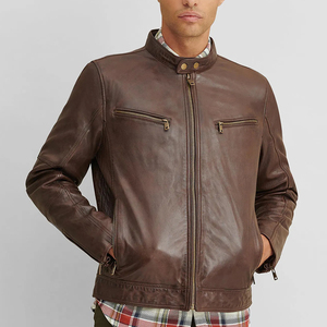 <b>Long</b> Sleeve Eco-Friendly Anti-Bacterial Autumn Casual Quick Dry Breathable OEM Service Custom Men's <b>Leather</b> <b>Jacket</b> Stand Front - Product Image 4