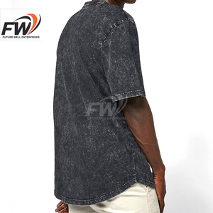 Nueva Camiseta de Moda Personalizada con Lavado Ácido para Hombre, Camisetas Oversize Lisas con Lavado Ácido, 100% Algodón, Camiseta de Verano con Lavado Ácido para Hombre - Product Image 6