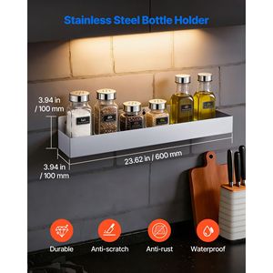 Support de bouteilles en acier inoxydable pour cuisine commerciale, 24 pouces, avec crochet de fixation par boulons - Product Image 2