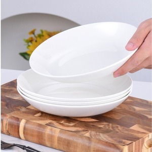 Assiettes à soupe profondes en porcelaine fine, durables, élégantes, translucides, blanc pur, texture sous-glaçure lisse et brillante, sans BPA, pour usage quotidien - Product Image 2
