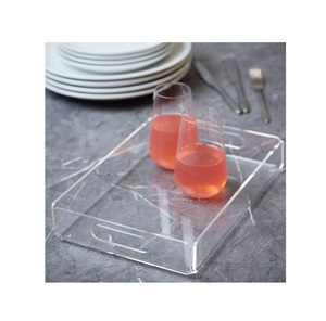 Promotional Gift Wholesale Acrylic Tea Coffee Serving Tray <b>Table</b> Ware Serving Tray Unique Look Natural Acrylic Tray Tea Serving - Product Image 5