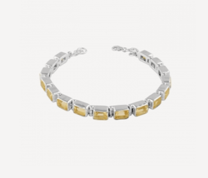 Bracelet en argent sterling 925 avec pierre précieuse citrine jaune, bijoux élégants pour les fêtes et les occasions spéciales pour filles - Product Image 1