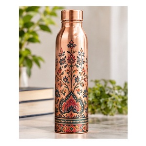 Botella de Agua de Cobre con Diseño Floral de Loto, Estética y Portátil para Viajes - Product Image 4