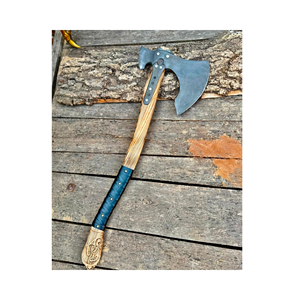Hache de Bûcheron Artisanale en Acier Carbone avec Manche en Bois, Design Tête Barbe, Outil de Camping, Lame de 3 5/8 pouces - Product Image 6