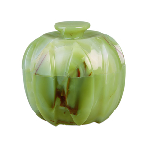 <b>Pumpkin</b> Green Onyx Candy Jar In Bulk Quantity Premium Quality Stylish Home Interior Stone Crafted Onyx And Marble Jars - Product Image 1