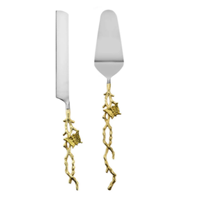 Stainless Steel Wedding <b>Cake</b> Cutter and Knife Set of Two Bakeware <b>Cake</b> <b>Server</b> Set End Design Metallic Handle - Product Image 3