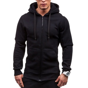 Men's Slim Fit Zip Hoodie Y2K Solid Color Drawstring Sweatshirt Fashion Pullover Jacket Coat with Long Sleeves Fleece Outerwear - Product Image 1