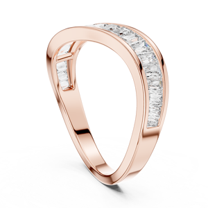 แหวนหมั้นเพชรทรงปรินเซสแบบฝัง Eterna Channel Set ทองคำชมพู 18K พร้อมดีไซน์ Velora - แหวนนิรันดร์ Aurielle สำหรับผู้หญิง - Product Image 1