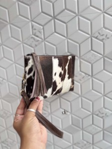 Western Real Cowhide Leather Wristlet Clutch <b>Purse</b> Pouch Wallet Brown color Wristlet <b>Small</b> Pouch Stylish Patches Wallets - Product Image 2
