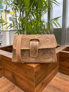 New Design Hand-<b>Tooled</b> <b>Leather</b> Large Saddle Women Crossbody Purse Western Style Boho Chic Brown Bag Best for Christmas Gift - Product Image 3